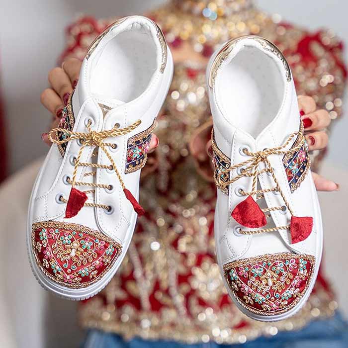 Bridal Sneakers - White-Khussa-kolhapuri-dazzle-by-sarah